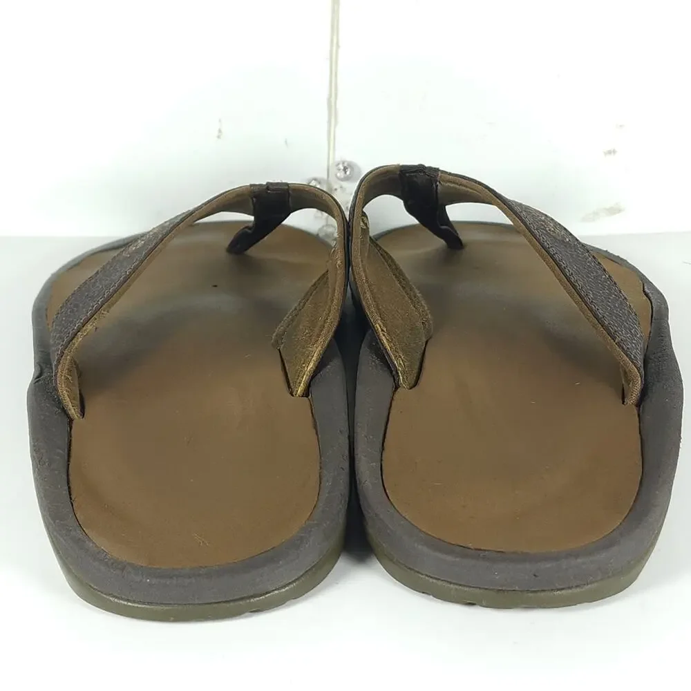 Olukai Men's Ohana US10 Brown Slip On Flat Thong Sandals